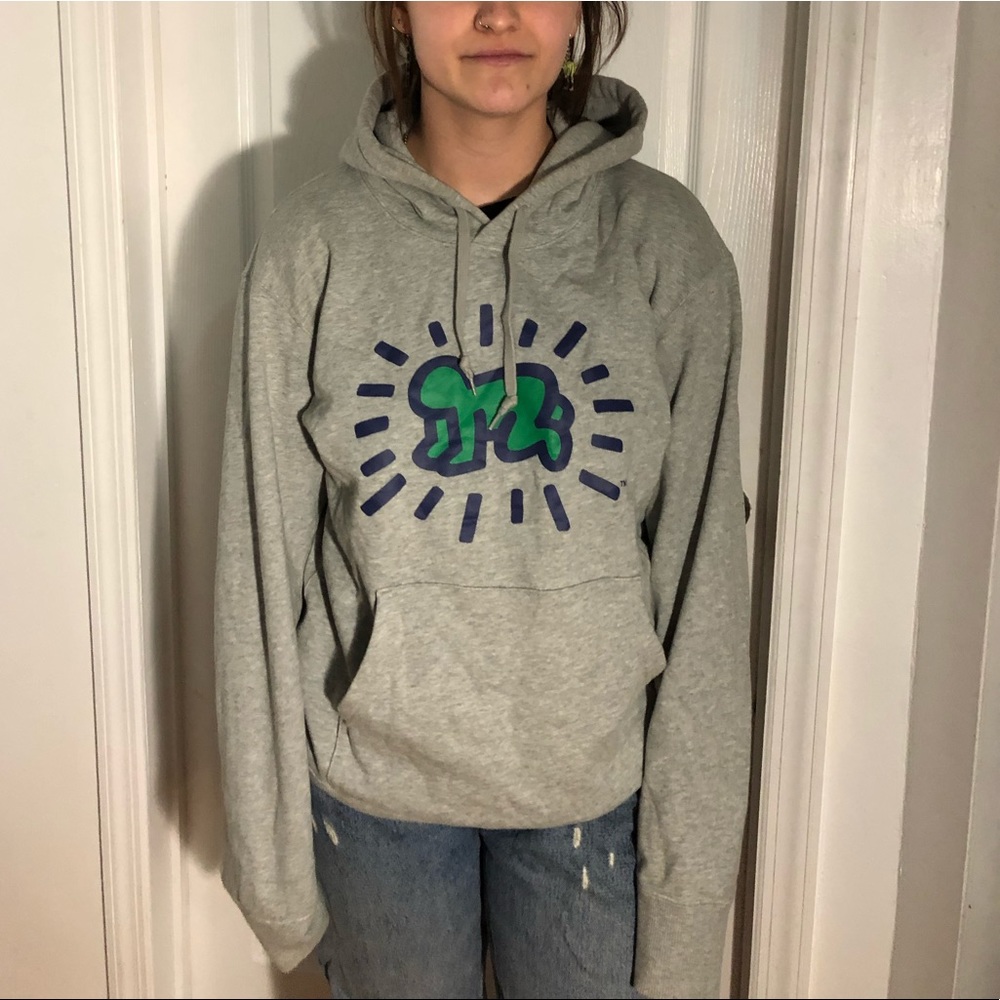Uniqlo Keith Haring Heather Grey Hoodie